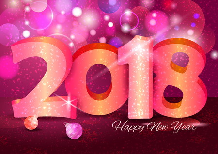 Happy New Year 2018 wishes greeting card template background design in vectorのイラスト素材