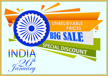 Sale Promotion Advertisement banner for 26th January, Happy Republic Day of India in vector backgroundのイラスト素材