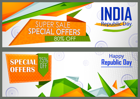 Sale Promotion Advertisement banner for 26th January, Happy Republic Day of India in vector backgroundのイラスト素材
