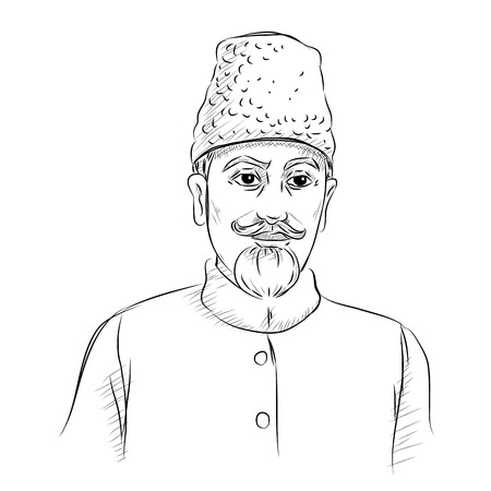 illustration of Indian background with Nation Hero and Freedom Fighter Abdul Kalam Azad Pride of Indiaのイラスト素材