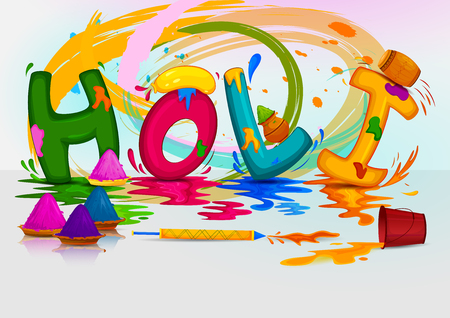 Colorful Traditional Holi background for festival of colors of India in vector illustration.のイラスト素材