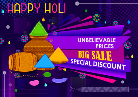 Colorful Traditional Holi Shopping Discount Offer Advertisement  background for festival of colors of Indiaのイラスト素材