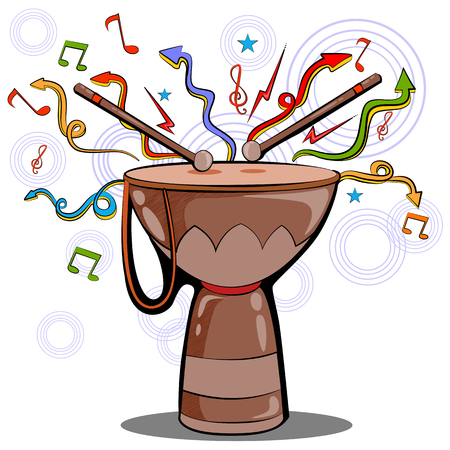 Abstract swirly musical background with Djembe Bongo Drum music instrument.のイラスト素材