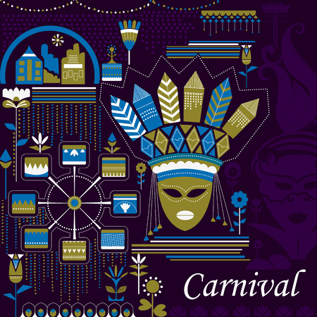 Colorful poster of fun filled Carnival festival template backgroundのイラスト素材