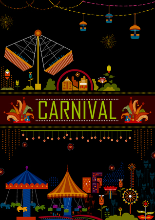 Colorful poster of fun filled Carnival festival template backgroundのイラスト素材