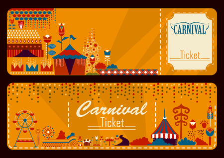 Colorful ticket of fun filled Carnival festival template backgroundのイラスト素材