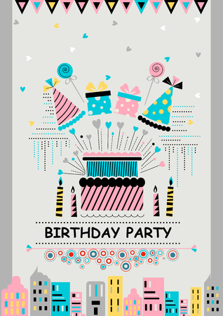 Happy Birthday Party celebration backgroundのイラスト素材