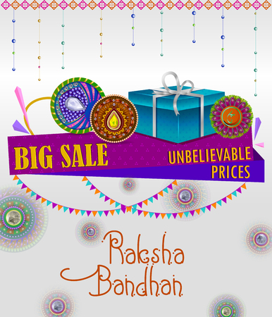 Elegant Rakhi for Brother and Sister bonding in Raksha Bandhan festival from Indiaのイラスト素材