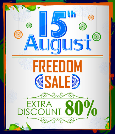15th August, Happy Independence Day of India shopping sale and promotion advertisement background in vectorのイラスト素材