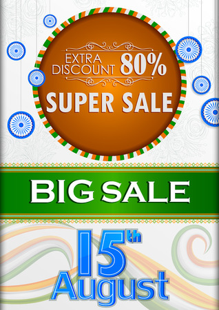 15th August, Happy Independence Day of India shopping sale and promotion advertisement background in vectorのイラスト素材