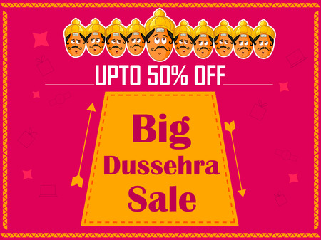 Happy Dussehra Sale Promotion Advertisement template background for Navratri festival of Indiaのイラスト素材