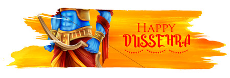 Lord Rama in Navratri festival of India poster for Happy Dussehraのイラスト素材