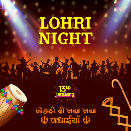 illustration of Happy Lohri holiday background for Punjabi festivalのイラスト素材