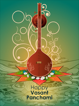 Goddess Saraswati for Vasant Panchami Puja of Indiaのイラスト素材