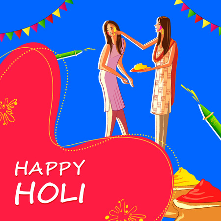 Indian People celebrating festival of Color Holiのイラスト素材