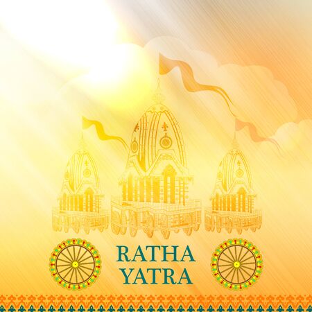 Rath Yatra Lord Jagannath festival Holiday background celebrated in Odisha, Indiaのイラスト素材