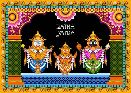 Rath Yatra Lord Jagannath festival Holiday background celebrated in Odisha, Indiaのイラスト素材