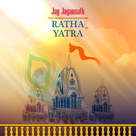 Rath Yatra Lord Jagannath festival Holiday background celebrated in Odisha, Indiaのイラスト素材