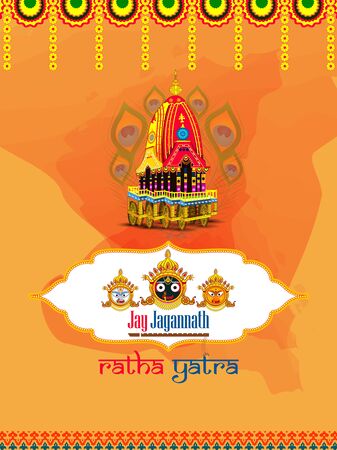 Rath Yatra Lord Jagannath festival Holiday background celebrated in Odisha, Indiaのイラスト素材