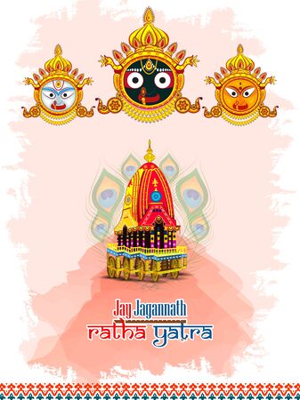 Rath Yatra Lord Jagannath festival Holiday background celebrated in Odisha, Indiaのイラスト素材