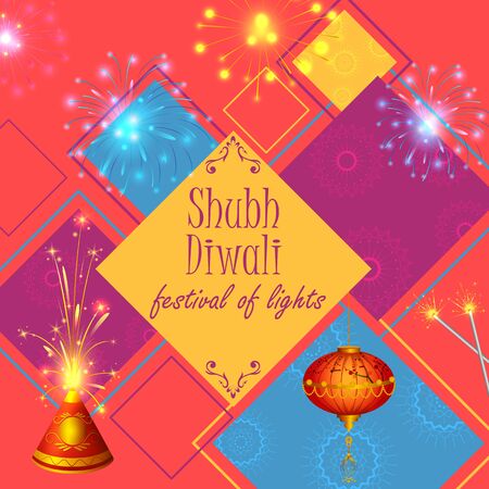 Happy Diwali light festival of India greeting backgroundのイラスト素材