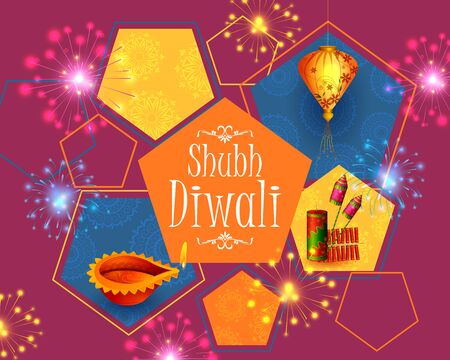 Happy Diwali light festival of India greeting backgroundのイラスト素材