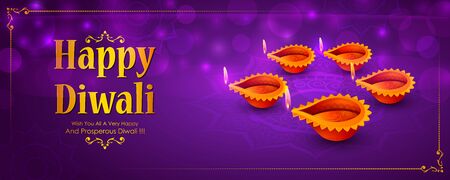 Happy Diwali light festival of India greeting backgroundのイラスト素材