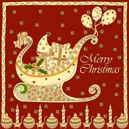 Merry Christmas holiday greeting card background in vectorのイラスト素材