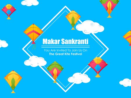 Happy Makar Sankranti harvest festival of India celebration backgroundのイラスト素材