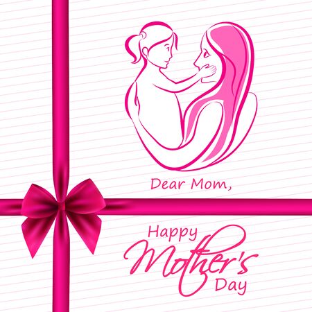 Happy Mothers Day celebration greetings background template design for banner or cardのイラスト素材