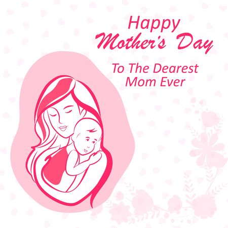 Happy Mothers Day celebration greetings background template design for banner or cardのイラスト素材