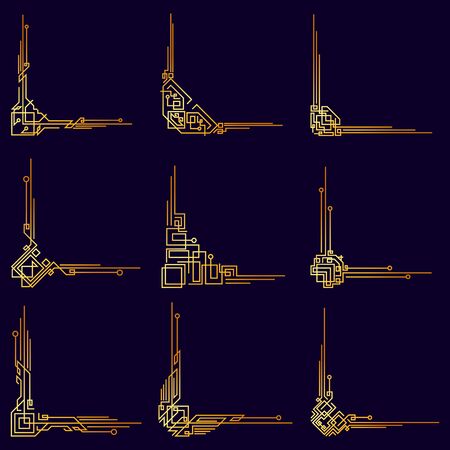 Golden vintage victorian art decor decorative ornamental divider design frames for elegant banner creative template design for wedding invitation cardのイラスト素材