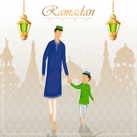 Eid Mubarak Happy Eid Ramadan background in vectorのイラスト素材