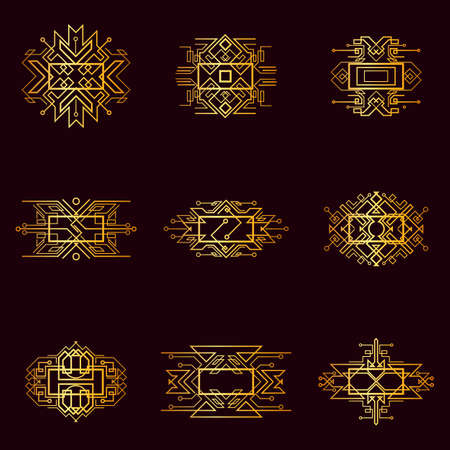 Golden vintage victorian art decor decorative ornamental divider design frames for elegant banner creative template design for wedding invitation cardのイラスト素材