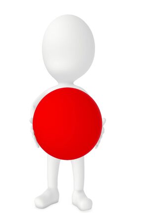 3d white character holding a ball - 3d renderingの写真素材