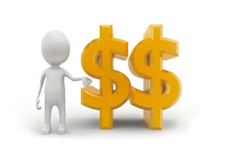 3d man presenting dollar sign concept - 3d rendering