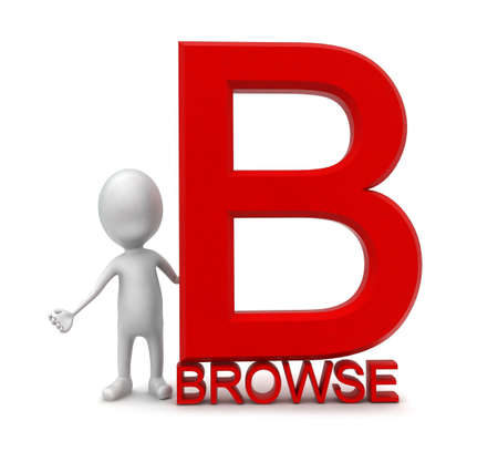 3d man presenting browse text concept - 3d rendering