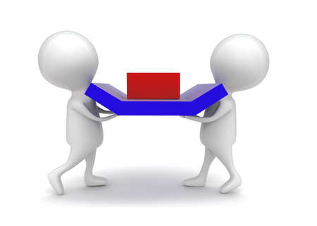 3d people carrying a box concept - 3d rendering