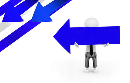 3d man holding arrow in hands conceptの写真素材