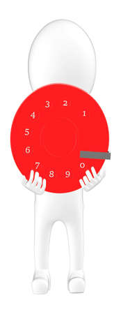 3d character , man holding a dialer - 3d renderingの写真素材