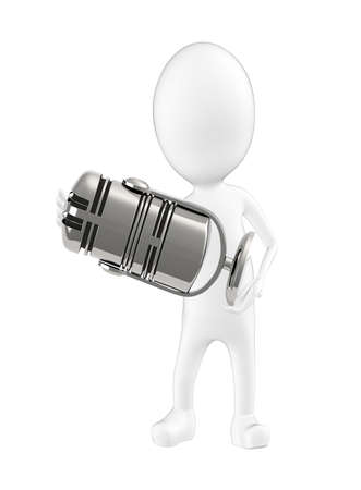 3d character , man holding a mic- 3d renderingの写真素材