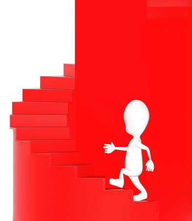 3d character , man walking up stairsの写真素材