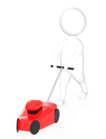 3d white character gardener with mover concept - 3d renderingの写真素材