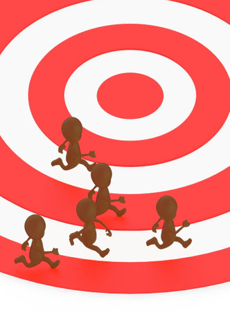 3d brown character,s running on a track - 3d renderingの写真素材