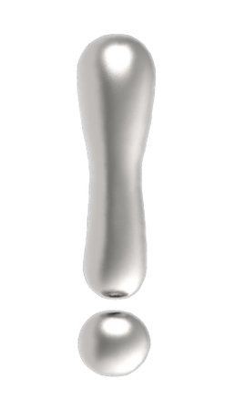 exclamation mark sign metallic inflated font isolated on white background