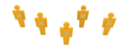 3d man with mechanical wrench symbol on them concept on white background, top angle view
