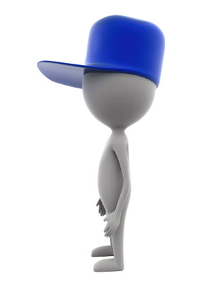 3d man officer concept in white background - 3d rendering , side angle viewの写真素材