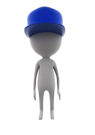 3d man officer concept in white background - 3d rendering , front angle view