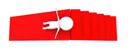 3d man playing on childrens playground concept in white isolated background - 3d rendering , top angle viewの写真素材