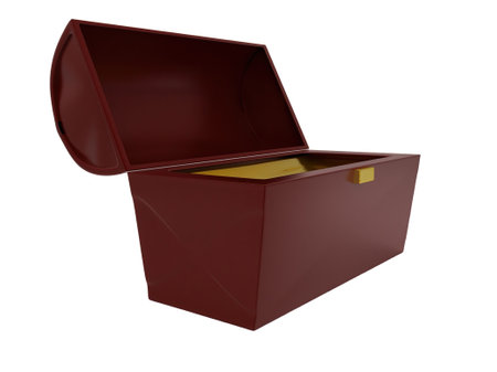 3d treasure box concept in white isolated background - 3d rendering , side angle view